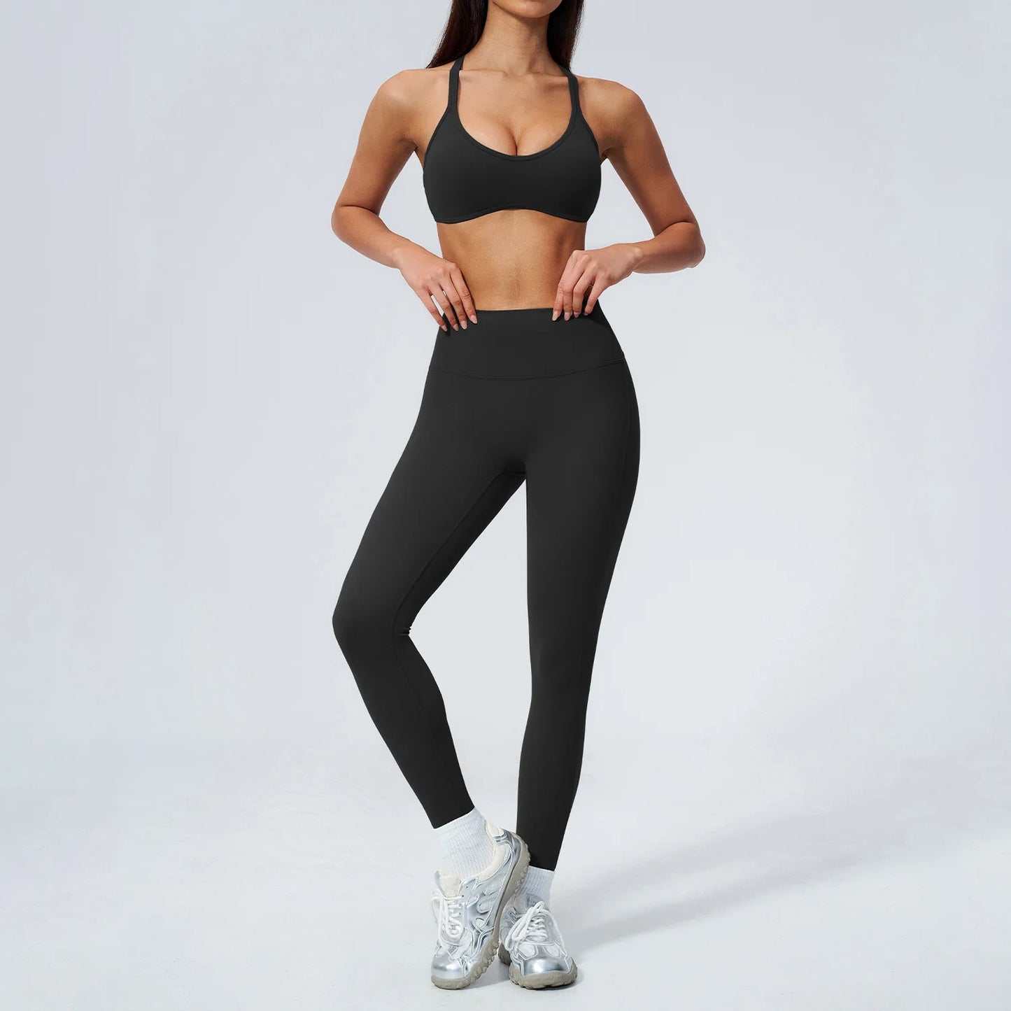 Yoga Set 2PCS Women Tracksuits Workout Clothes Sportswear Fitness High Waist Leggings Cycling Shorts Sport Suit Female Yoga Suit