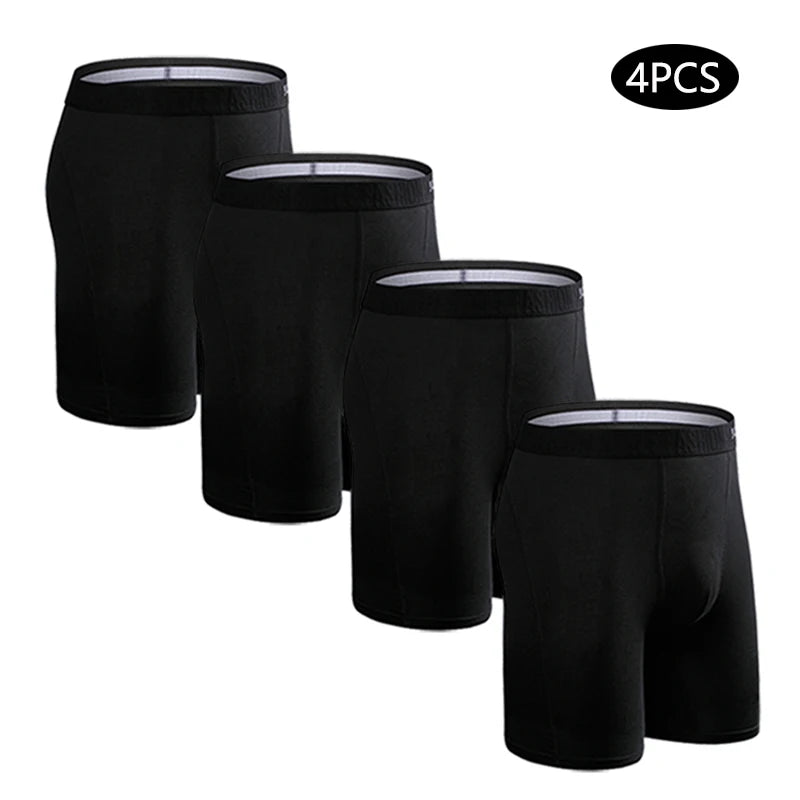 4pcs Long Boxers for Men Underwear Plus Size Men's Panties Sexy Long Leg Underpants Cotton Mens Boxer Shorts Fashion Male Trunk