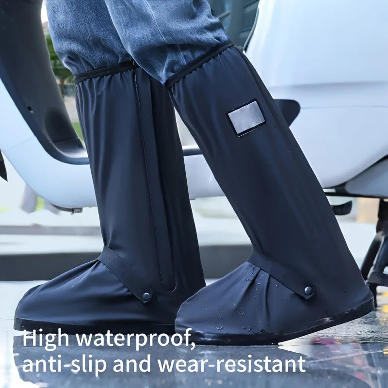 1pair Rain Boot Shoe Cover High-tube Outdoor Camping Waterproof Rainproof Shoe Covers for Motorcycle Bike Cycling Equipment