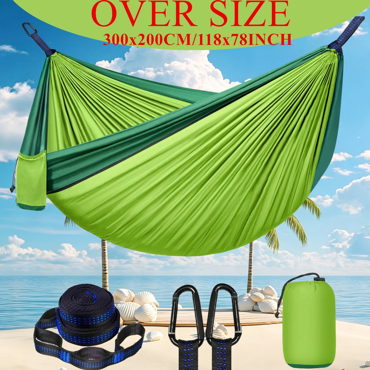 Outdoor Camping Hammock, Single & Double Person Heavy Duty  Hammock with Carrying Bag and Tree Straps for Picnic Beach Travel