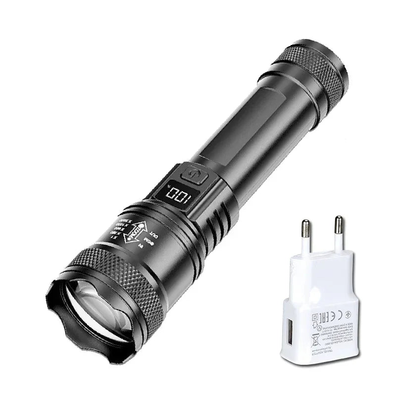 1600000 LM Super Bright Flashlight USB Rechargeable LED Long Range Tactical Torch Outdoor Waterproof Camping Fishing Lantern
