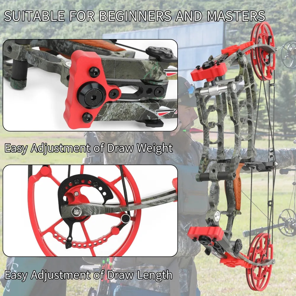 Dual-use Compound Bow Set 30-60lbs 19" Axle Hunting Steel Ball 420FPS Let off 80% Right Hand for Outdoor Target Shooting Bow