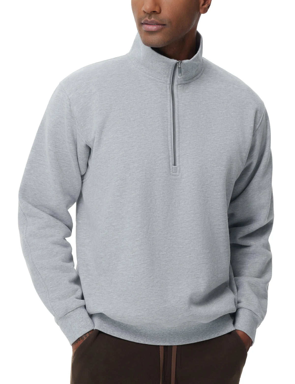 THE GYM PEOPLE Men's Half Zip Fleece Pullover Sweatshirts Midweight Mock Neck Workout Sweat Tops
