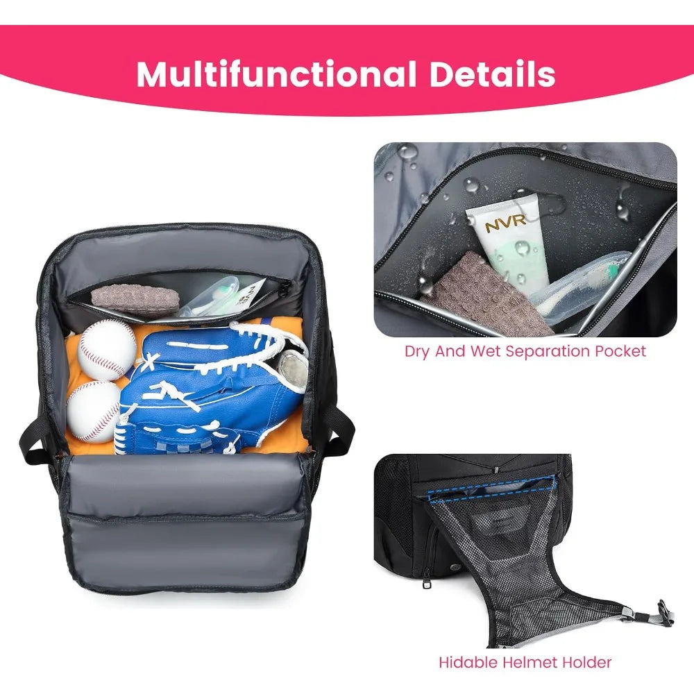 Best Selling Lightweight Baseball Bat Backpack for Youth Adults with Shoe Compartment Large Main Pocket for Helmet Bat and