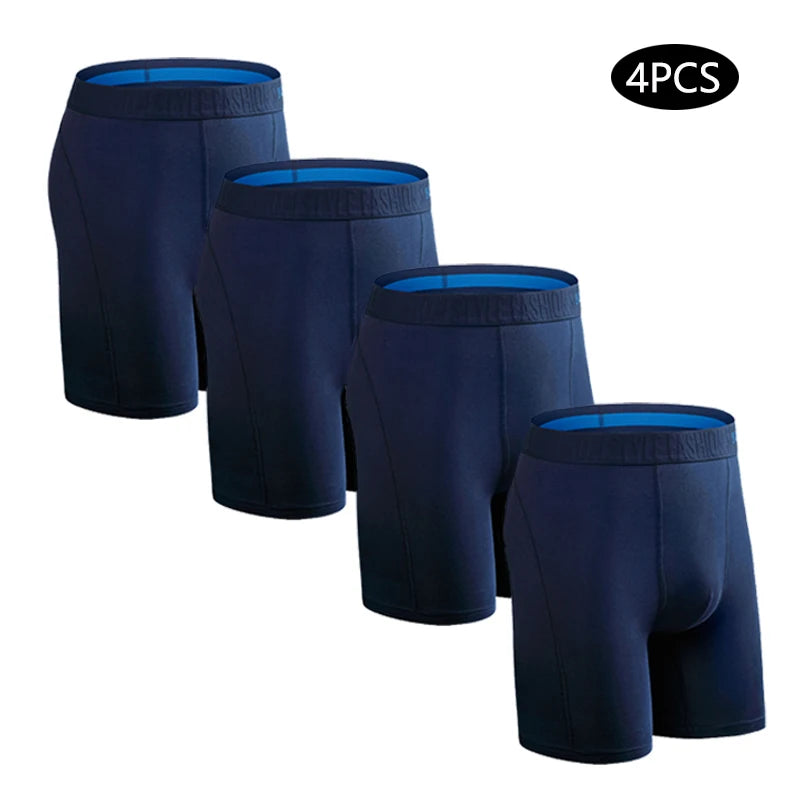 4pcs Long Boxers for Men Underwear Plus Size Men's Panties Sexy Long Leg Underpants Cotton Mens Boxer Shorts Fashion Male Trunk