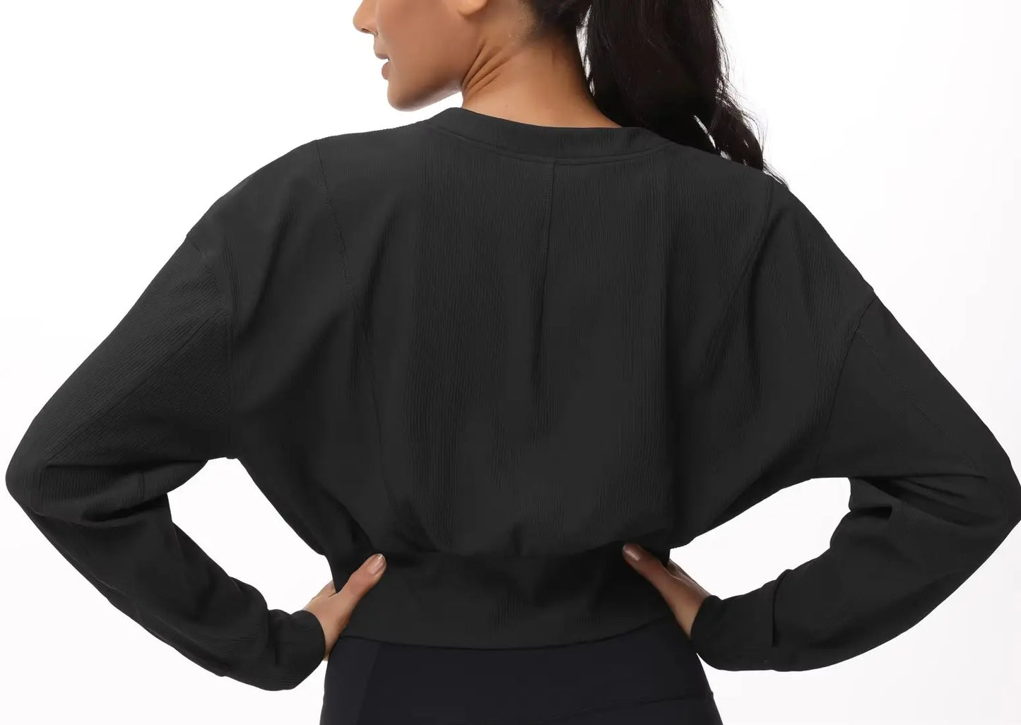THE GYM PEOPLE Women's Cropped Jackets Full Zip Long Sleeve Ribbed Workout Sweatshirts Lightweight Casual Tops