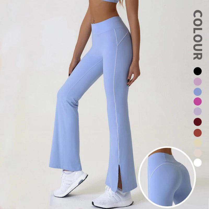Cloud Rise Blue Women Yoga Pants for Fitness Sexy Girls Gym Flared High Waist Trousers Plus Size Workout Leggings Sports Clothes