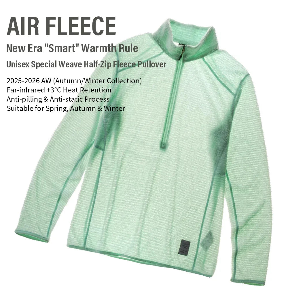 Men's Half-Zip Air Fleece Pullover Stand Collar Thermal Mid-Layer Jacket Anti-Static Anti-Pilling Outdoor Hiking Sportswear
