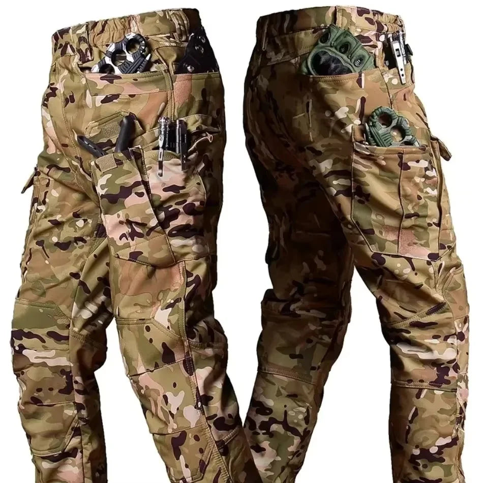 2026 Men Winter Waterproof Climbing SkiingTrekking Fleece Fishing Tactical Sharkskin Cargo Pants Jackets Camping Hiking Trousers