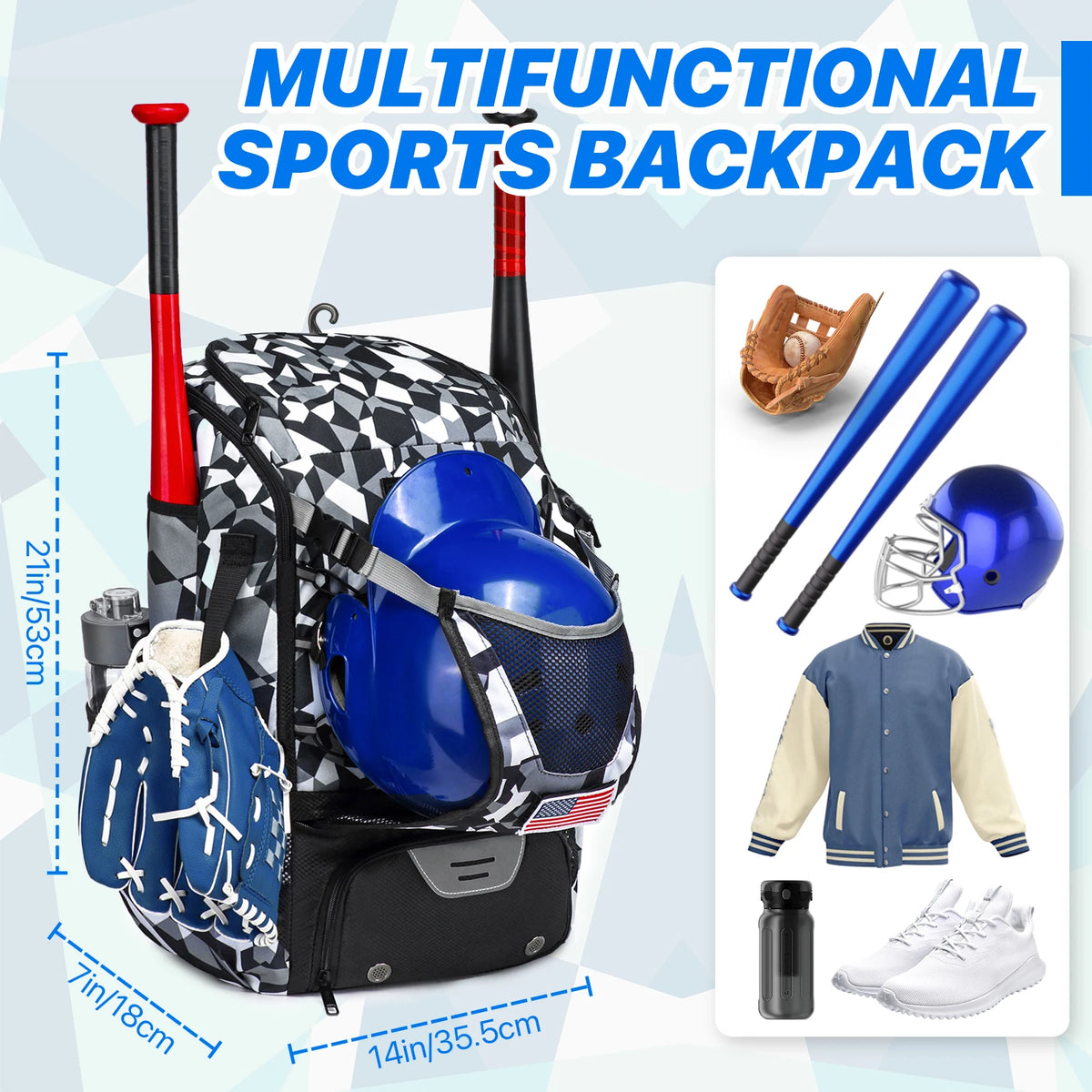 Bat Bags Baseball & Softball Equipment Bag Lightweight Waterproof Equipment Bag For Youth And Adults T-Ball Softball
