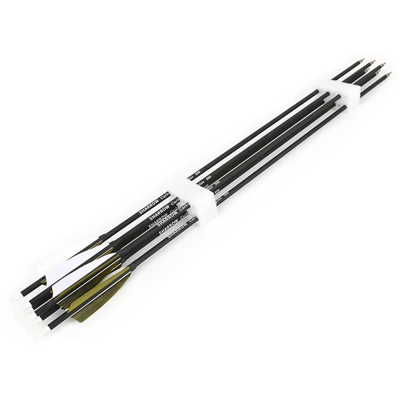 Archery 12pcs 30inch Mixed Carbon Arrow 4inch Shield Turkey Feather ID6.2mm OD7.8mm Spine 500 Hunting Shooting Accessories