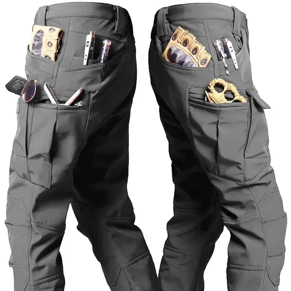 2026 Men Winter Waterproof Climbing SkiingTrekking Fleece Fishing Tactical Sharkskin Cargo Pants Jackets Camping Hiking Trousers